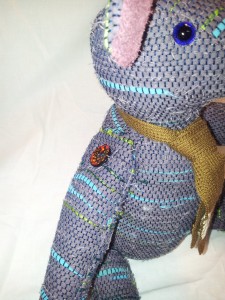 Teddybear made of Tsugaru Traditional Textile SAKIORI Sn.1 Button