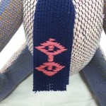 津軽裂き織り製テディベア Sn.16　こぎん刺し Teddybear made of Tsugaru Traditional Textile SAKIORI Sn.16 KOGINSASHI